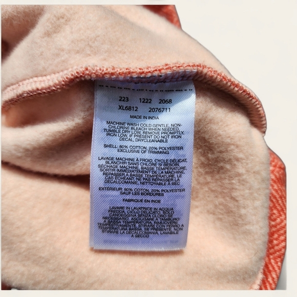 Columbia Lodge Funnel Pullover Sweatshirt | Women's Medium | Peach Chevron - Picture 6 of 6